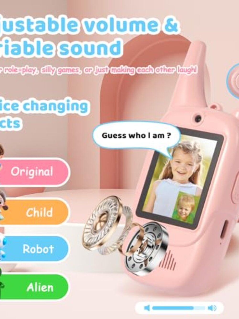 Kids Video Walkie Talkies 2 Pack Rechargeable Long Range Voice Changer - Picture 4 of 6